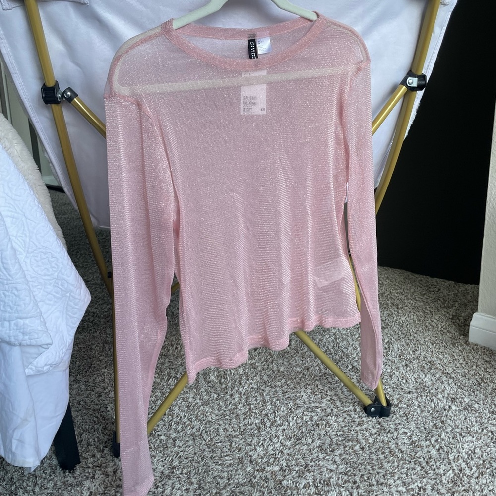 H&M Pink Shine Mesh Top